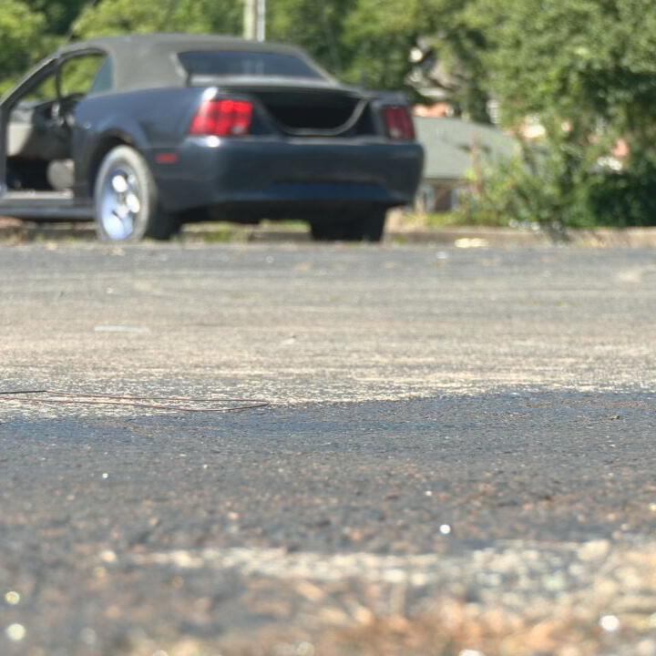 Gas Stain on concrete at Joe Hudson's Collision Center St. Matthews